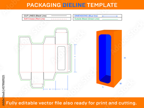 Gift Box With Window Dieline Template