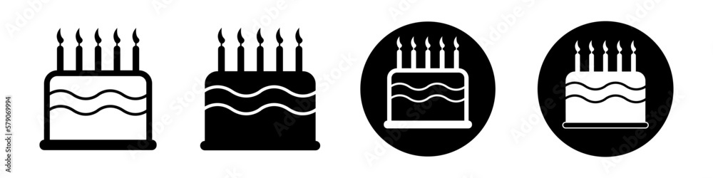 Cake with candle vector illustration. Happy birthday logo. Set of birthday cake. Cake with candle vector illustration. Happy birthday logo. Set of birthday cake.