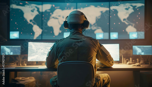 Photographie Inside the War Room, A Soldiers Perspective on Technology and Tactics, Generativ