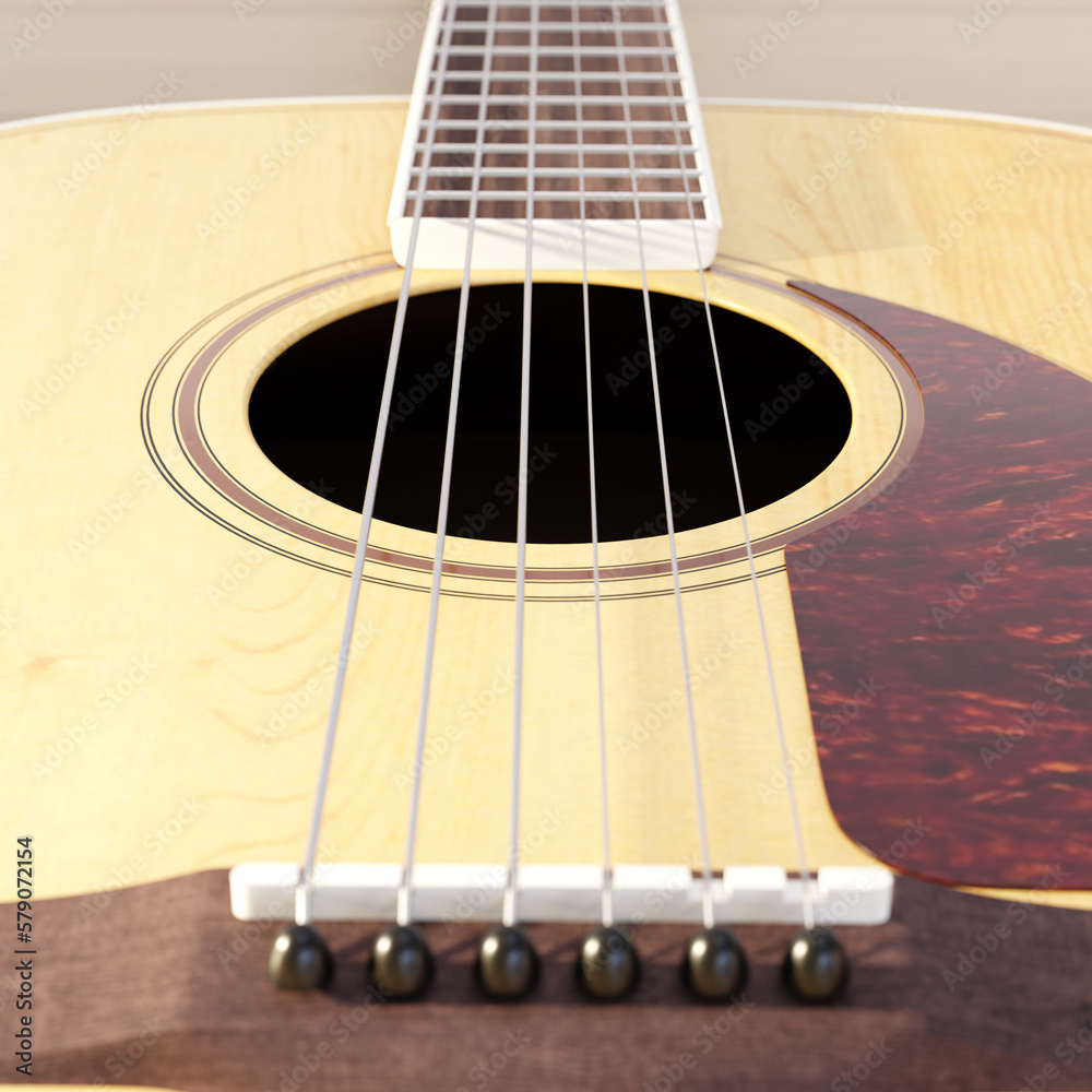 Obraz premium 3D Rendering Classic Guitar Strings Close up, CLassic Guitar Str