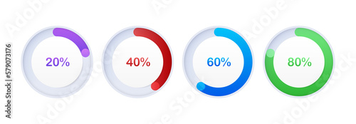 Circular Percentage for Infographic Design Elements. projects completion progress.