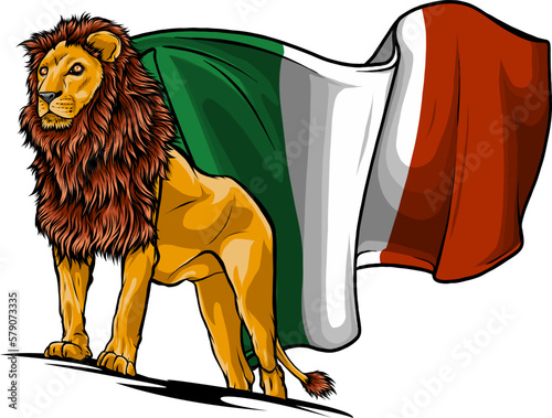 lion with italian flag vector illustration