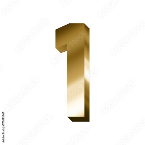 3d gold number 1 vector eps with transparent background