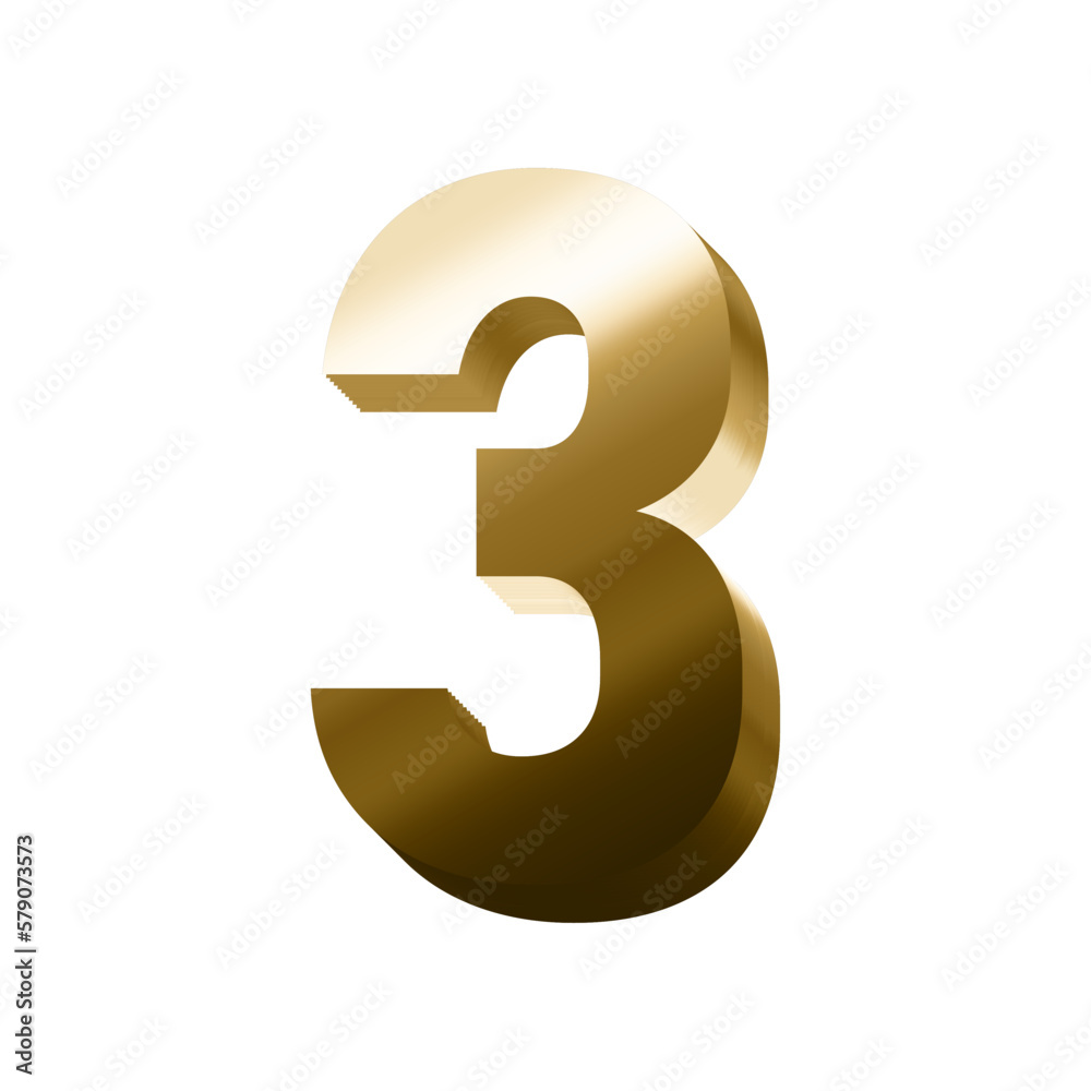 3d gold number 3 vector eps with transparent background 3d gold number 3 vector eps with transparent background