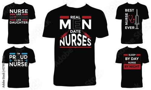 Nurse Typography Tee Design Bundle  