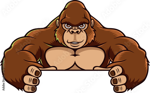 Cartoon Character Design of Strong Muscle Gorilla Mascot