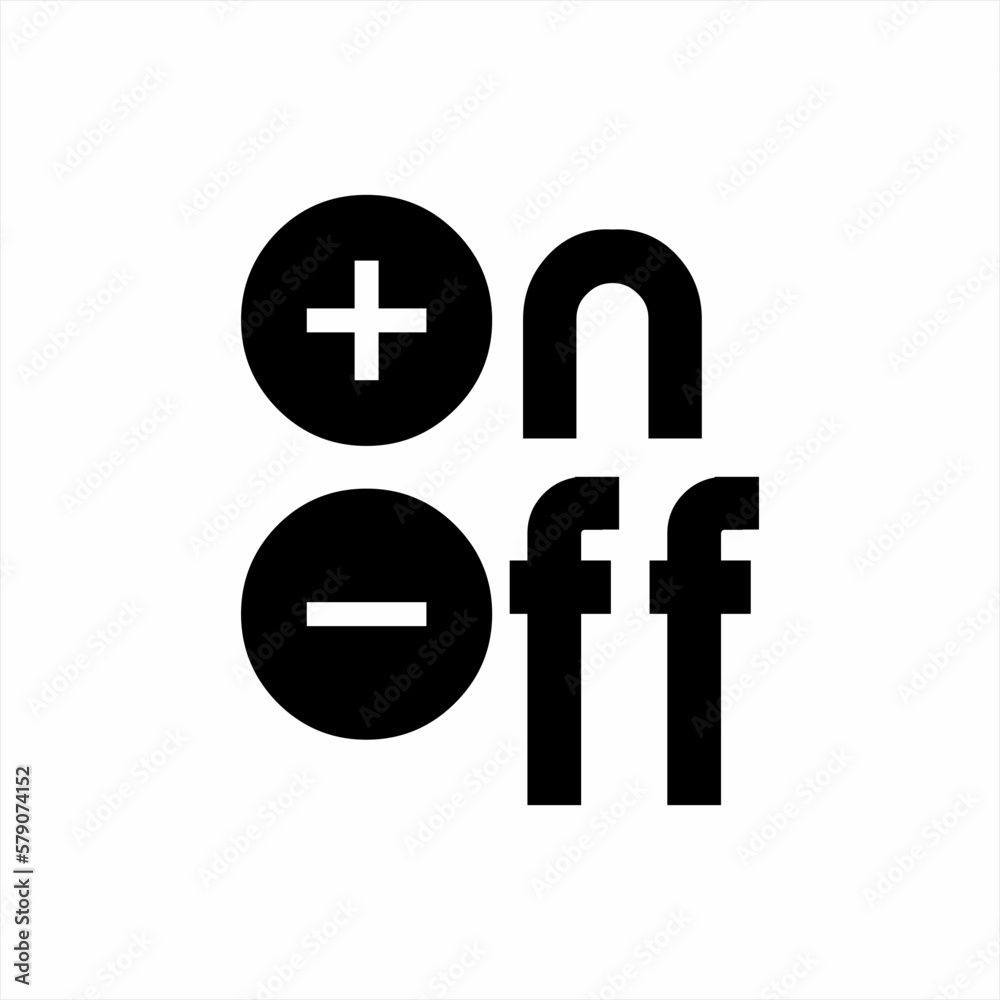 Fototapeta premium On Off word vector design with plus and minus signs.