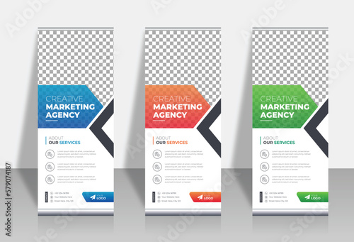 Creative business agency roll up banner design or pull up banner template