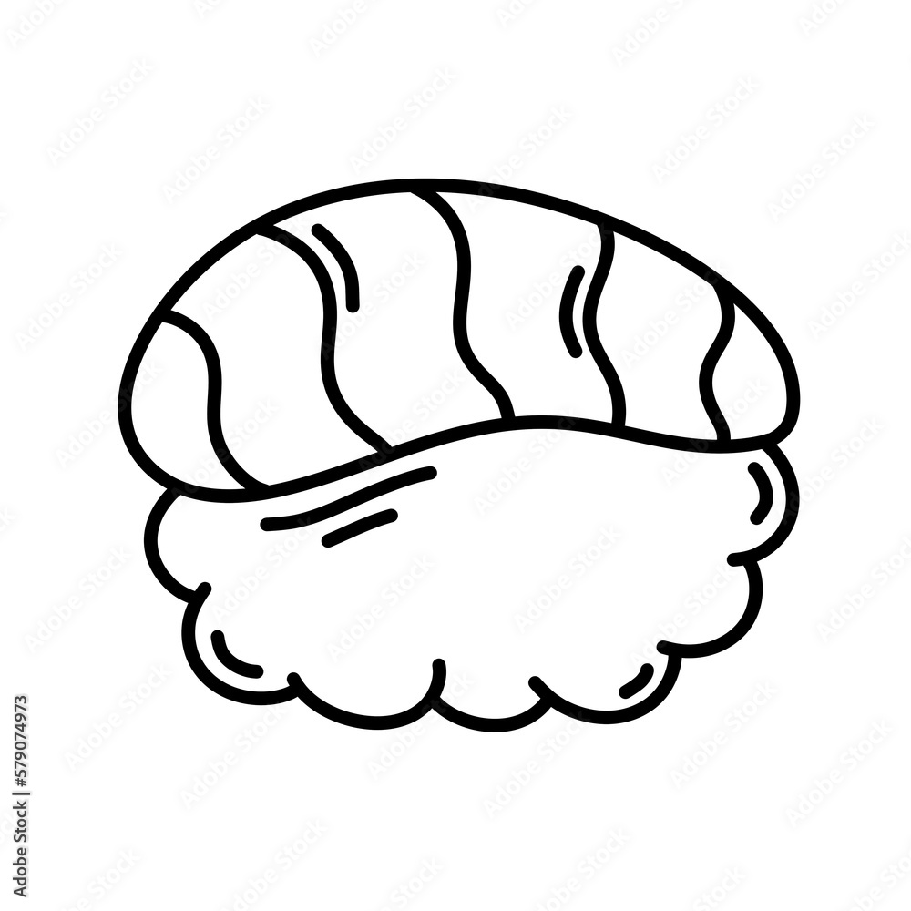 Kawaii sushi rolls sashimi line icon. Kawaii sushi rolls sashimi line icon.