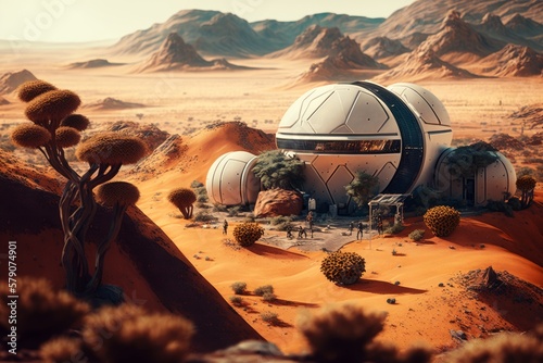 Fototapete Experience an Epic Bionic Mars Colony Adventure with Ultra-Wide Angle and Unreal