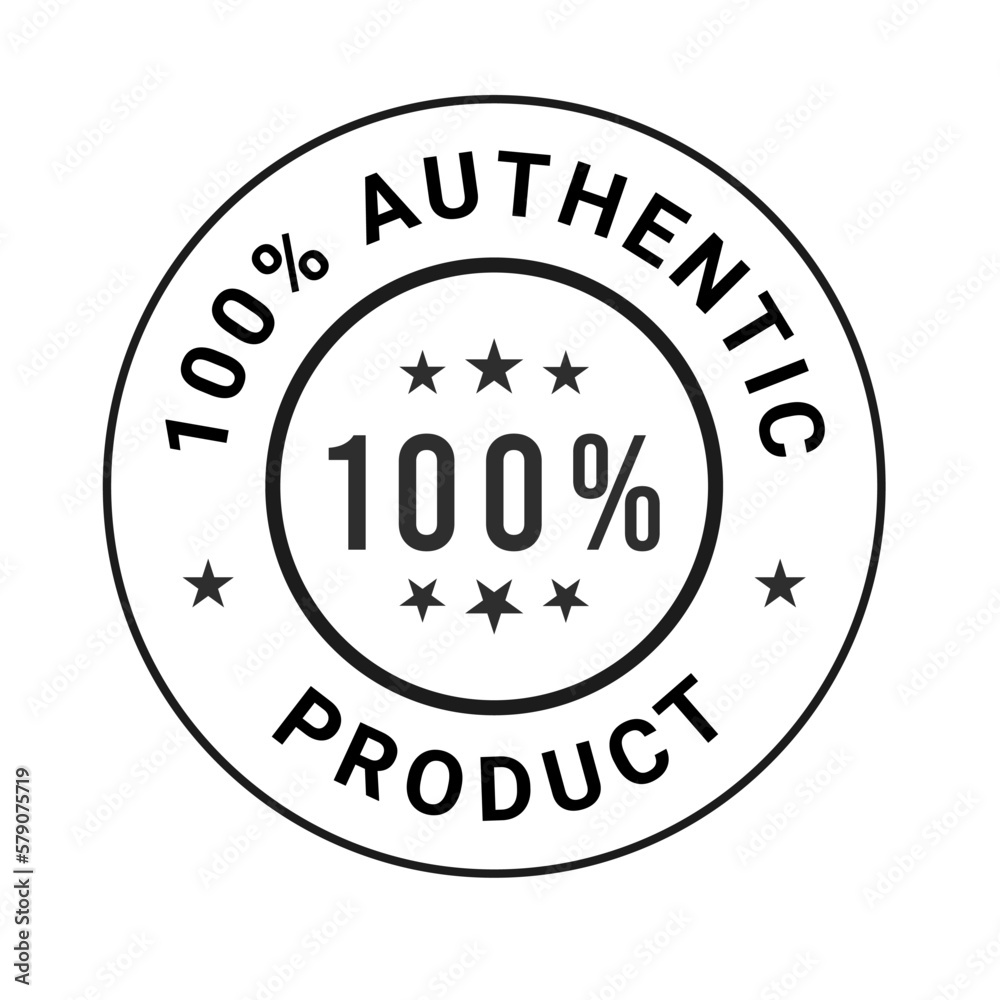 Authentic product label, 100 percent Authentic product vector logo, badges