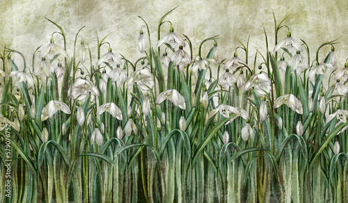 flowers-on-a-textural-background-art-drawing-photo-wallpaper-in-the-interior