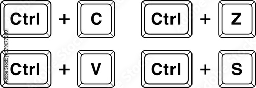 パソコンのキーボードのショートカット（コピー、ペースト、元に戻す、上書き保存） photo