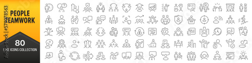 People and teamwork line icons collection. Big UI icon set in a flat design. Thin outline icons pack. Vector illustration EPS10