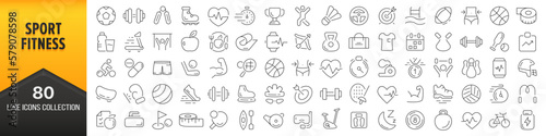 Sport and fitness line icons collection. Big UI icon set in a flat design. Thin outline icons pack. Vector illustration EPS10