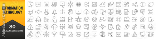 Information technology line icons collection. Big UI icon set in a flat design. Thin outline icons pack. Vector illustration EPS10