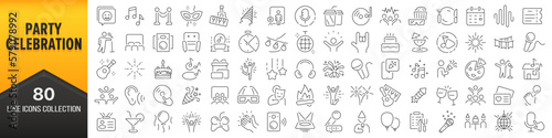 Party and celebration line icons collection. Big UI icon set in a flat design. Thin outline icons pack. Vector illustration EPS10