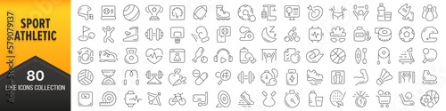 Sport and athletic line icons collection. Big UI icon set in a flat design. Thin outline icons pack. Vector illustration EPS10