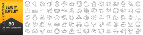 Beauty and jewelry line icons collection. Big UI icon set in a flat design. Thin outline icons pack. Vector illustration EPS10