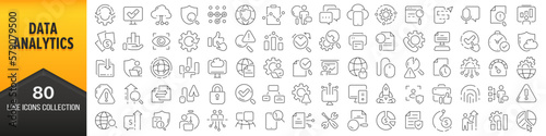 Data analytics line icons collection. Big UI icon set in a flat design. Thin outline icons pack. Vector illustration EPS10