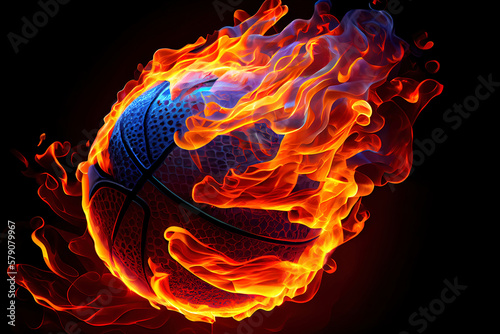 Basketball on flames. Generative Ai