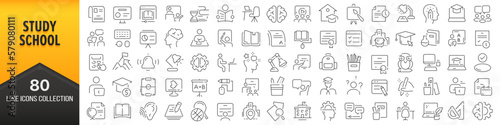 Stampa su tela Study and school line icons collection