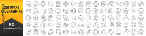 Software and programming line icons collection. Big UI icon set in a flat design. Thin outline icons pack. Vector illustration EPS10