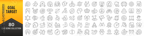 Goal and target line icons collection. Big UI icon set in a flat design. Thin outline icons pack. Vector illustration EPS10