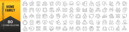 Home and family line icons collection. Big UI icon set in a flat design. Thin outline icons pack. Vector illustration EPS10