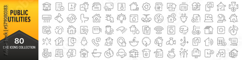 Public utilities line icons collection. Big UI icon set in a flat design. Thin outline icons pack. Vector illustration EPS10