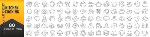 Kitchen and cooking line icons collection. Big UI icon set in a flat design. Thin outline icons pack. Vector illustration EPS10