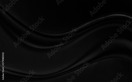 Black gray satin dark fabric texture luxurious shiny that is abstract silk cloth background with patterns soft waves blur beautiful.