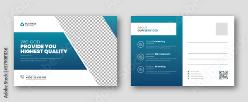 Corporate business post card design template photo