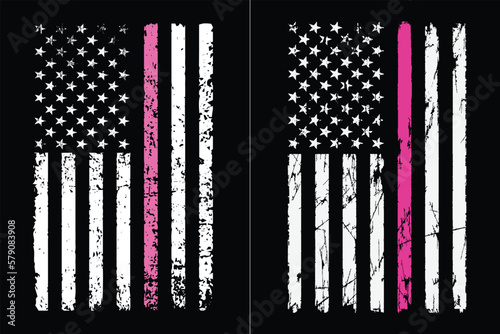 American Flag Thin Pink Line Design