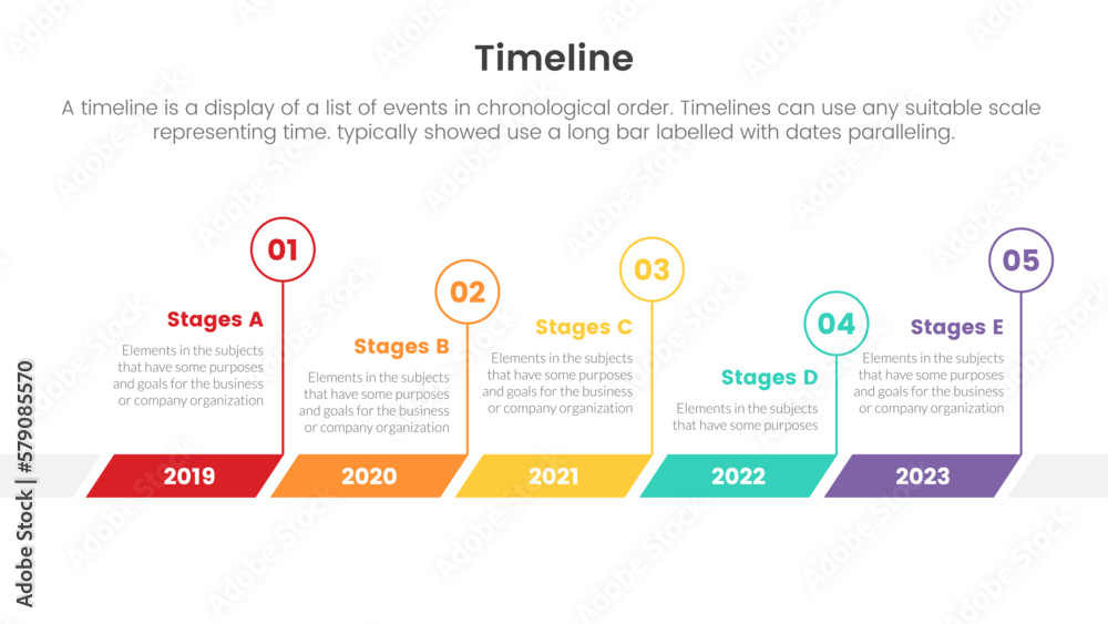 timeline set of point infographic with circle and skew rectangle shape concept for slide presentation template banner
