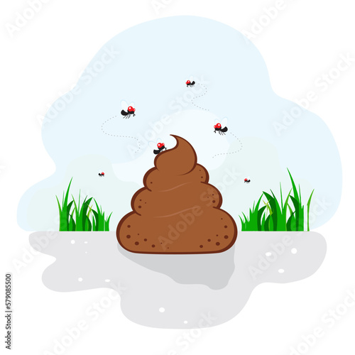 Poop crap excrement fly grass outdoor park