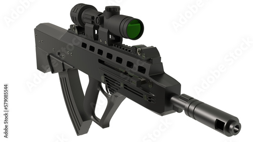 Vulcan-M (Maluk) assault rifle. On white background. 3D illustration photo