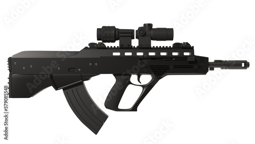 Vulcan-M (Maluk) assault rifle. On white background. 3D illustration photo