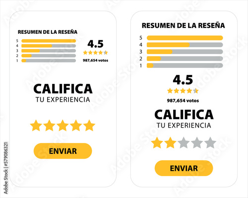 CALIFICA TU EXPERIENCIA CON TEXTO EN ESPAÑOL, 5 ESTRELLAS MIDE RENDIMIENTO