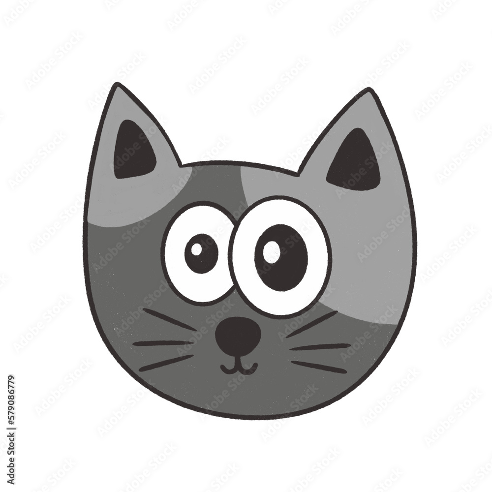 Cute cat head character icon.