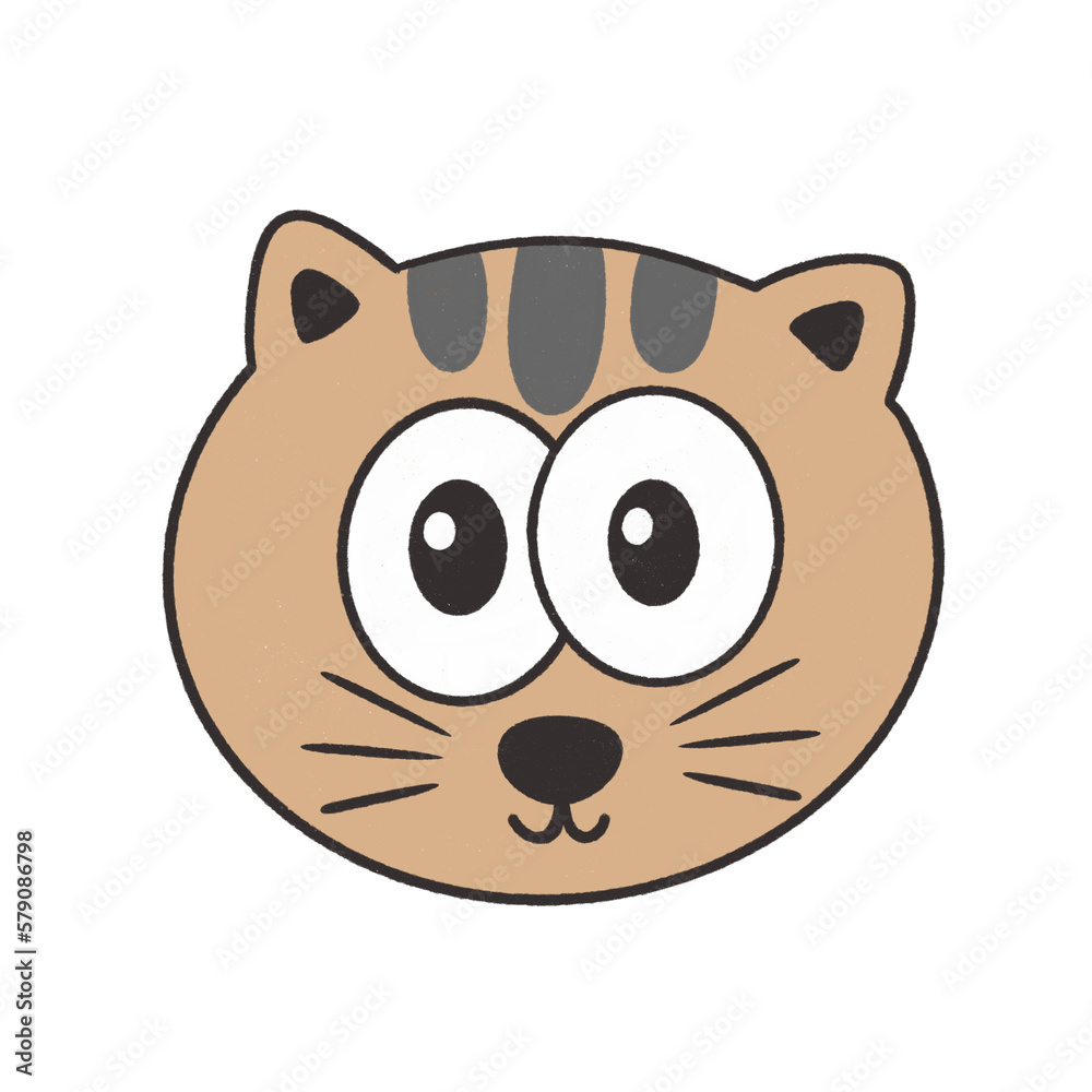 Naklejka premium Cute cat head character icon.