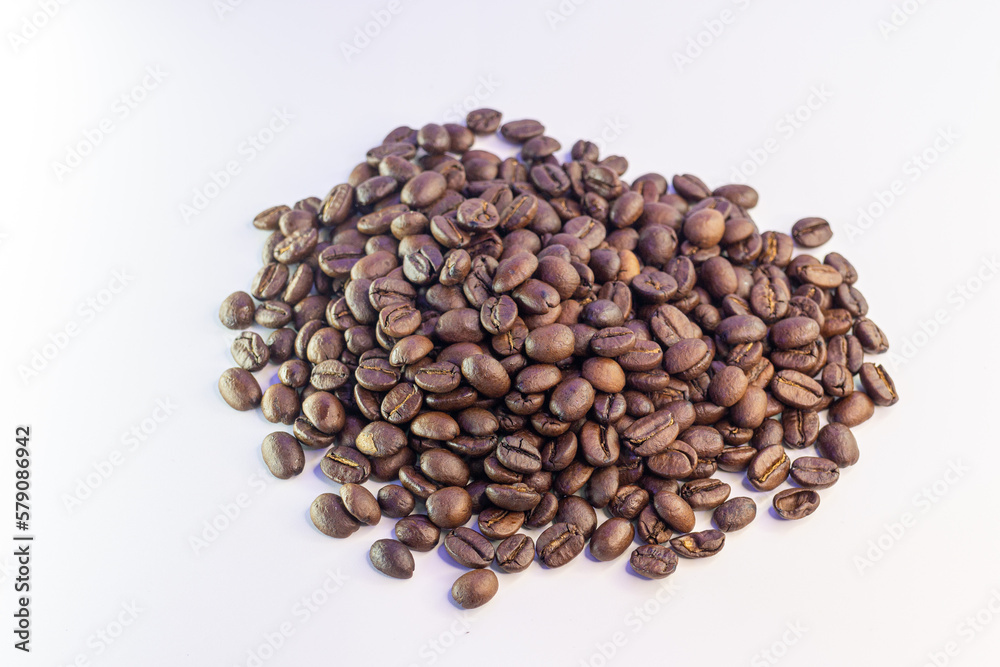 Coffee beans isolated on white background with copy space for text. Coffee beans isolated on white background with copy space for text.