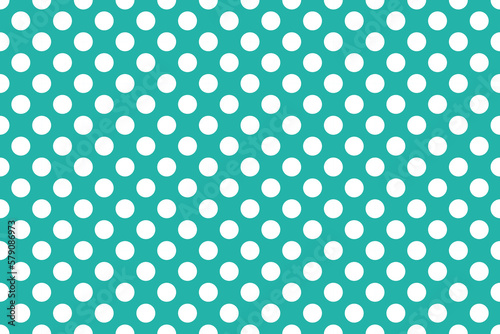 Seamless white polka dot pattern background, polka dots pattern on turquoise background, textile style.