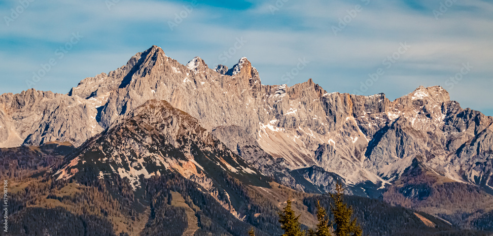 Alpine autumn or indian summer view at Mount Rossbrand, Filzmoos, Salzburg, Austria