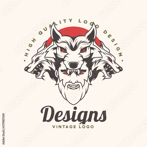 werewolf character logo. werewolf logo template.
