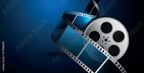 sfondo, cinema, pellicola cinema su sfondo blu	
