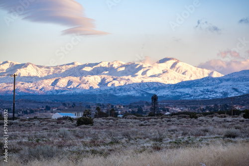 landscape with clouds and sun in Palmdale, California.  photo