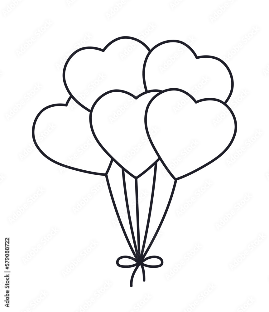 Bunch of heart shaped balloons vector icon Bunch of heart shaped balloons vector icon