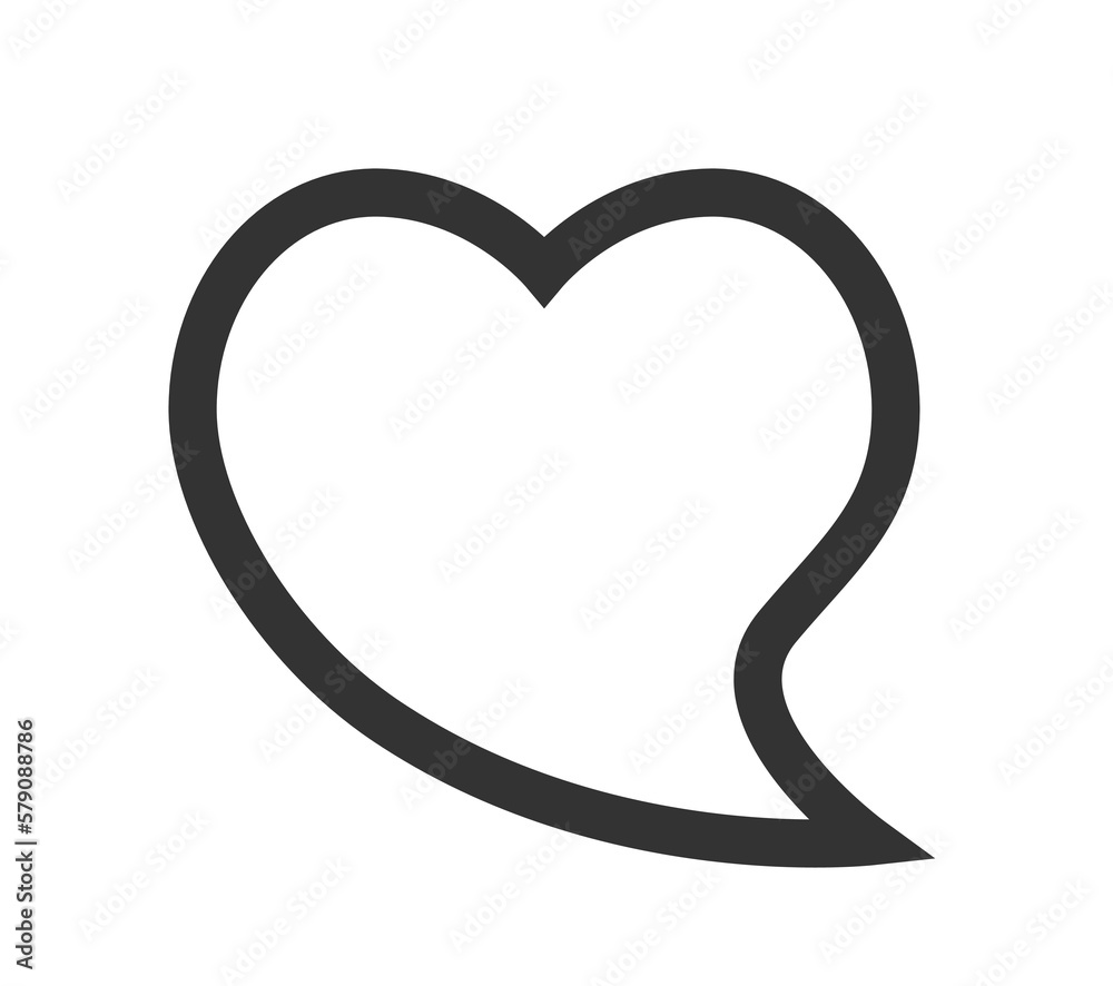 Heart shaped speech bubble outline vector icon Heart shaped speech bubble outline vector icon