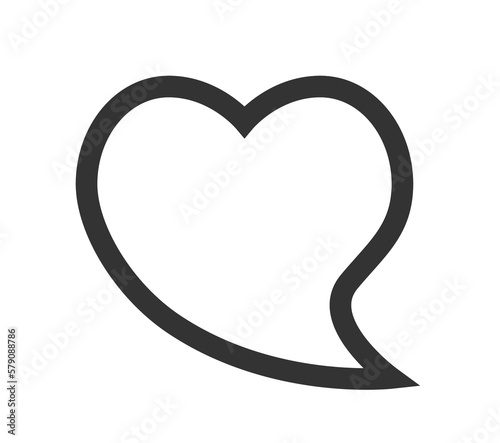 Heart shaped speech bubble outline vector icon